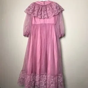 jcpenney Dresses Vintage Jcpenney Formal Prairie Boho Dress Girls 4 Pink Mauve Lace Sheer Sleeves Poshmark